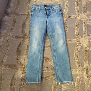 Mother mid rise dazzler ankle fray